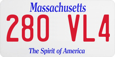 MA license plate 280VL4