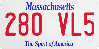 MA license plate 280VL5