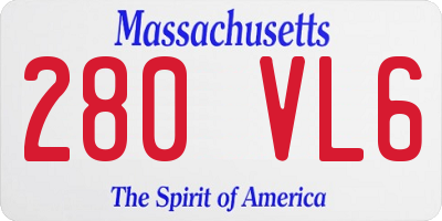 MA license plate 280VL6
