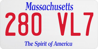 MA license plate 280VL7