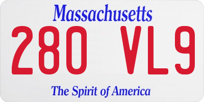 MA license plate 280VL9