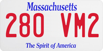 MA license plate 280VM2