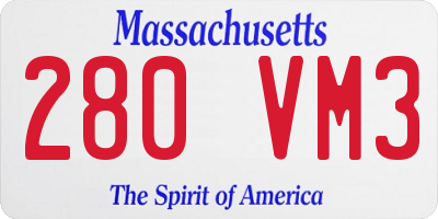 MA license plate 280VM3