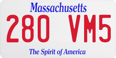MA license plate 280VM5