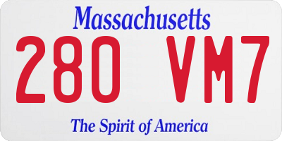 MA license plate 280VM7
