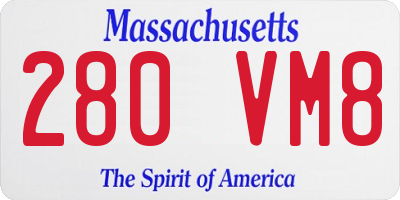 MA license plate 280VM8