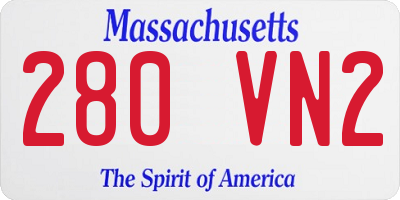 MA license plate 280VN2