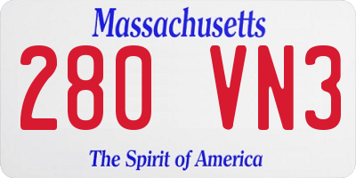MA license plate 280VN3