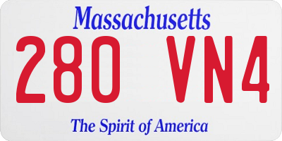 MA license plate 280VN4