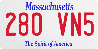 MA license plate 280VN5