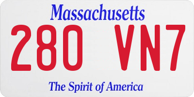 MA license plate 280VN7