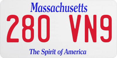 MA license plate 280VN9