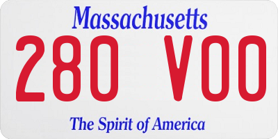 MA license plate 280VO0