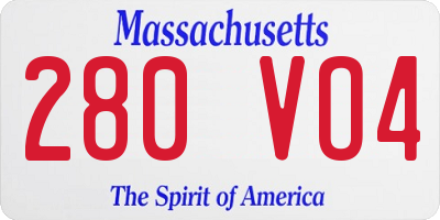 MA license plate 280VO4