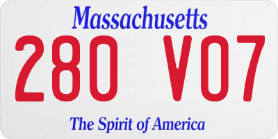 MA license plate 280VO7