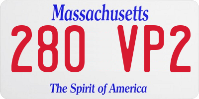 MA license plate 280VP2