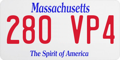 MA license plate 280VP4