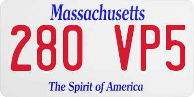 MA license plate 280VP5