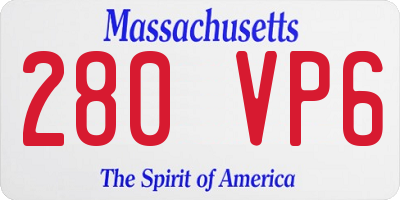 MA license plate 280VP6