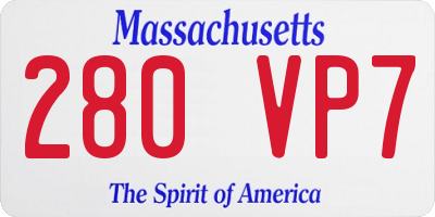 MA license plate 280VP7