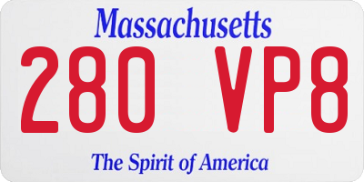 MA license plate 280VP8