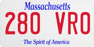 MA license plate 280VR0