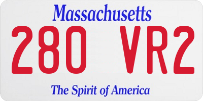 MA license plate 280VR2