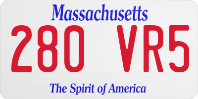 MA license plate 280VR5