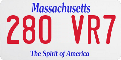 MA license plate 280VR7