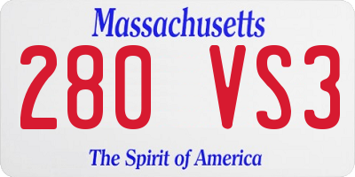 MA license plate 280VS3