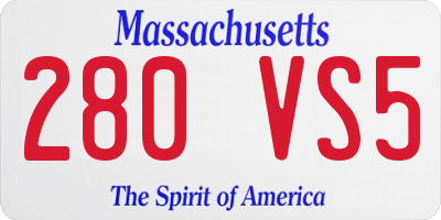 MA license plate 280VS5