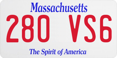 MA license plate 280VS6