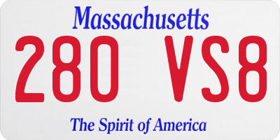 MA license plate 280VS8