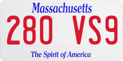 MA license plate 280VS9