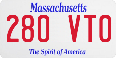 MA license plate 280VT0