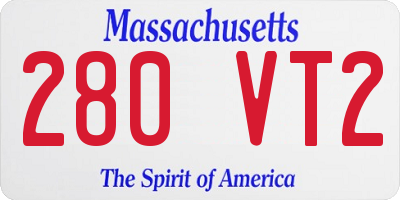 MA license plate 280VT2