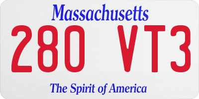 MA license plate 280VT3