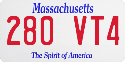 MA license plate 280VT4