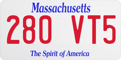 MA license plate 280VT5