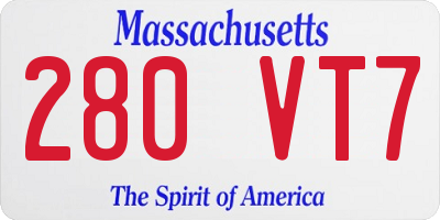 MA license plate 280VT7