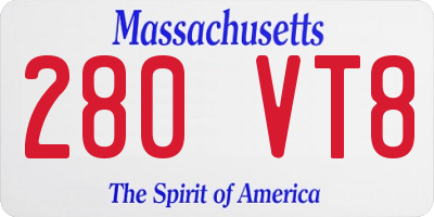 MA license plate 280VT8