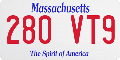 MA license plate 280VT9