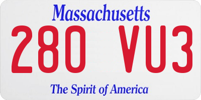 MA license plate 280VU3