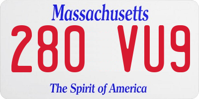 MA license plate 280VU9