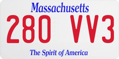 MA license plate 280VV3