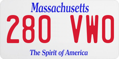 MA license plate 280VW0