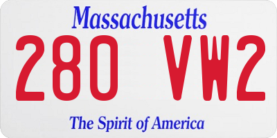 MA license plate 280VW2