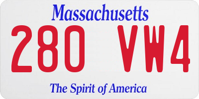 MA license plate 280VW4
