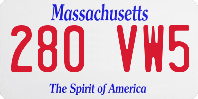 MA license plate 280VW5