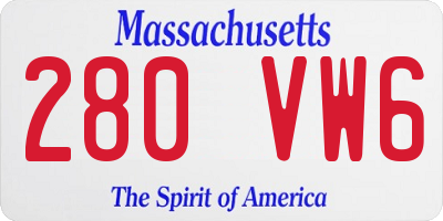 MA license plate 280VW6